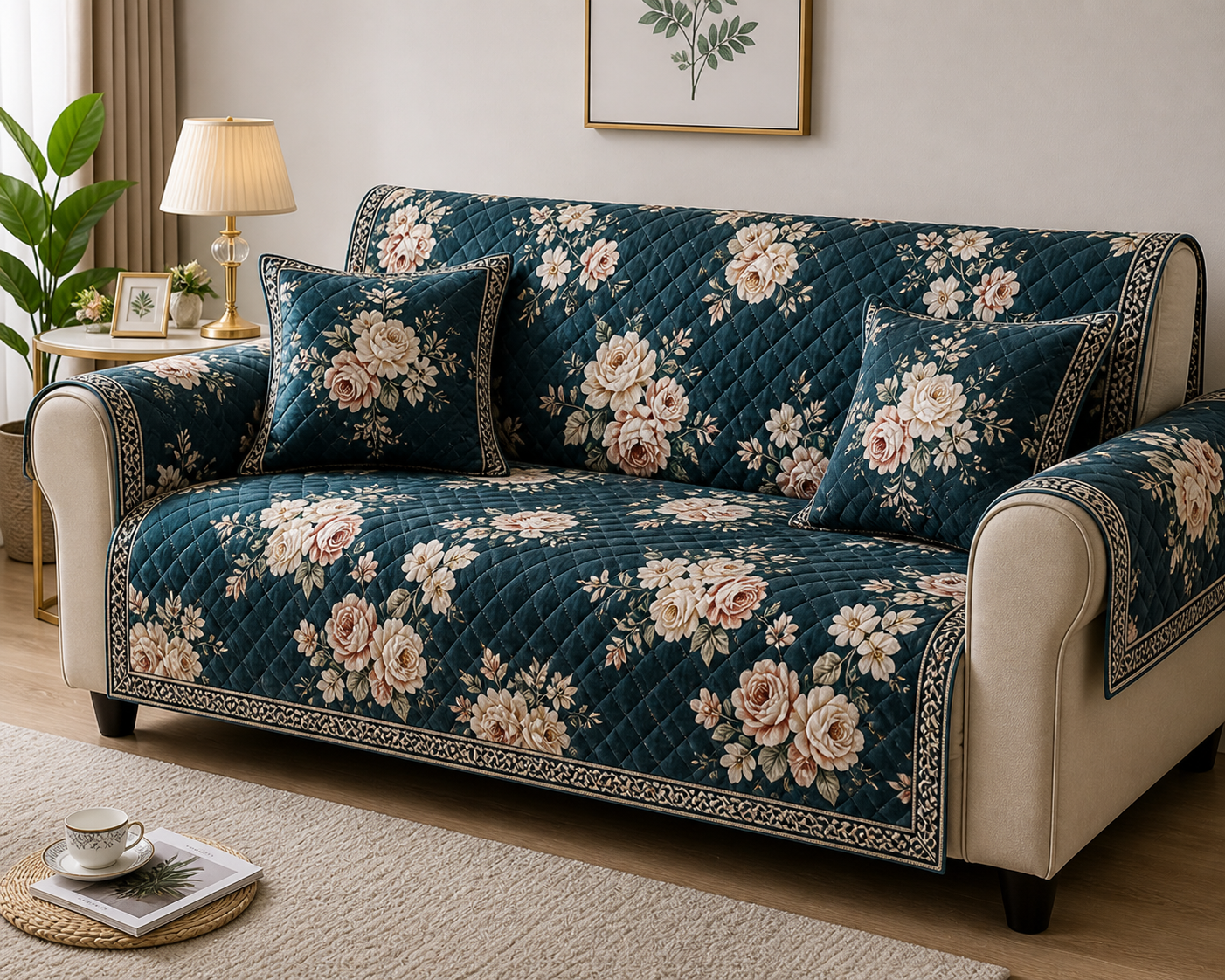 Premium Floral Sofa Cover